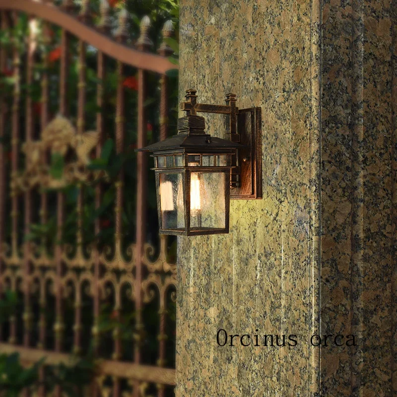 

American antique rain proof iron wall lamp courtyard living room corridor creative personality outdoor wall lamp