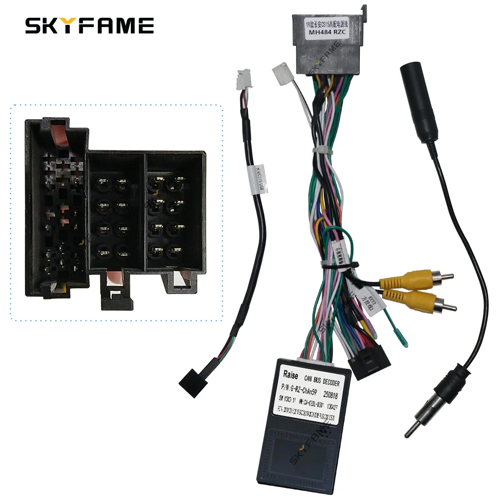 SKYFAME Car 16pin Wiring Harness Adapter Canbus Box Decoder Android Radio Power Cable For Chana CS15 CHAN-RZ-09 G-RZ-ChAn59