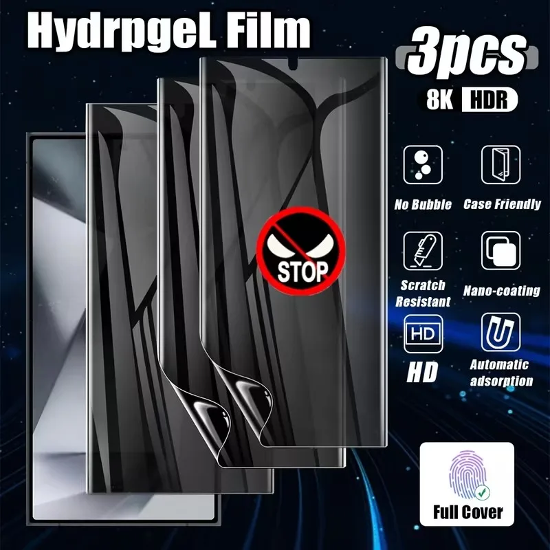 3Pcs Anti-spy Hydrogel Film For Samsung Galaxy S23 S24 S25 Plus S24 S23 Ultra FE Privacy Screen Protector