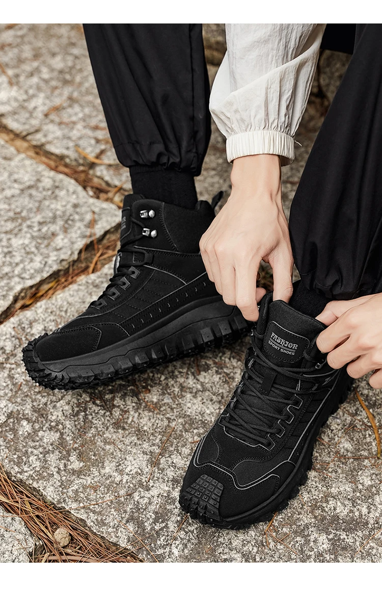 Neue Herbst-High-Top-Sport-Wanderstiefel in großen Größen, bequem mit dicken Sohlen, leicht und lässig, geeignet für tägliche Outdoor-Aktivitäten, Wandern, Reisen, Bergsteigen und Campingausrüstung für alle Jahreszeiten. – Detail 17
