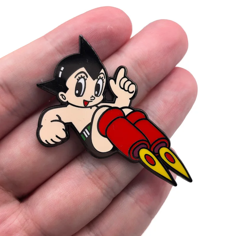 Mighty Atom Enamel Pins Anime Tetsuwan Atom Badges Astroboy Pendant Animation Brooches for Bag Backpack Clothing Lapel ACG Toys