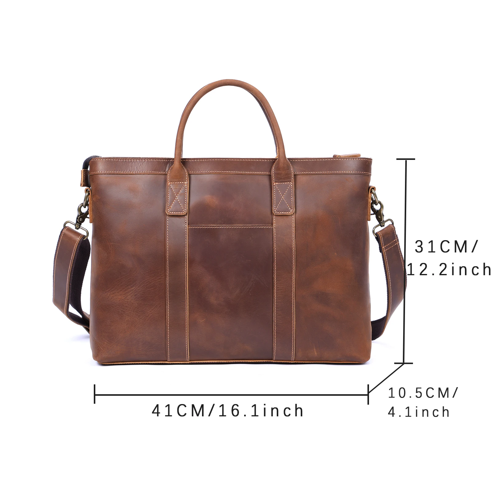 Vintage Echtleder Herren-Aktentasche 16 Zoll Laptop-Taschen Crazy Horse Leder Messenger-Handtasche Rindsleder Geschenkidee für Männer – Detail 7