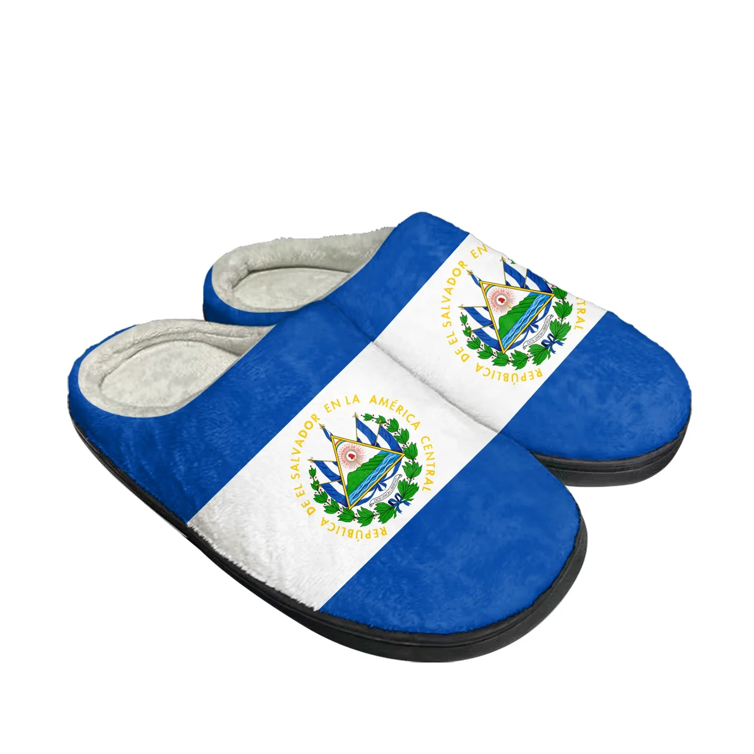 El Salvador Flag Home Cotton Custom Slippers Mens Womens Sandals El Salvador Plush Bedroom Keep Warm Shoes Thermal Slipper