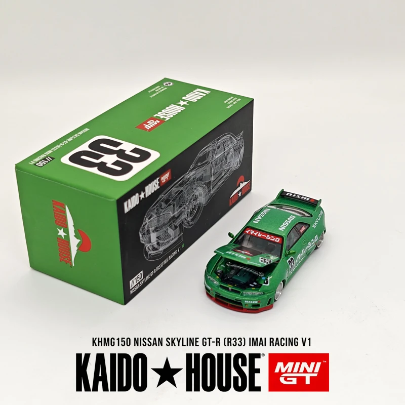 KAIDO HOUSE 1:64 KHMG150 GT‑R (R33) Imai Racing V1 Diecast Model RHD Metallic Green No.33 Racing Livery In Stock