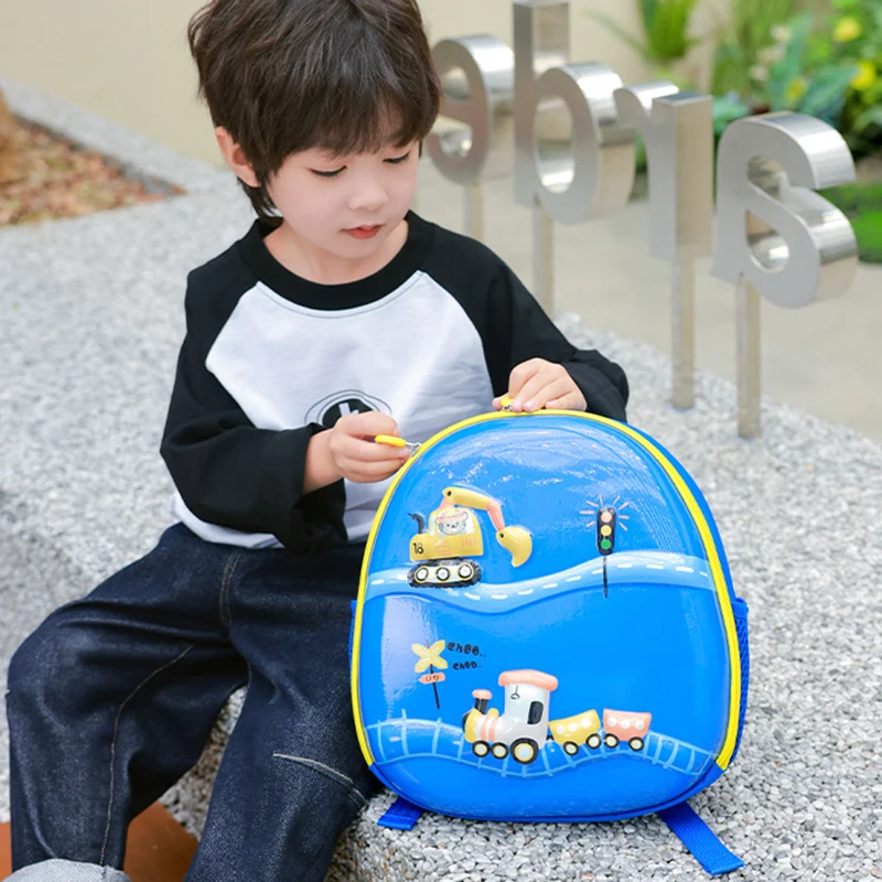 Children School Bags Cartoon Rainbow Horse Print Anti-lost Eggshell Backpacks Adjustable Toddler Boy Girl Kindergarten Schoolbag