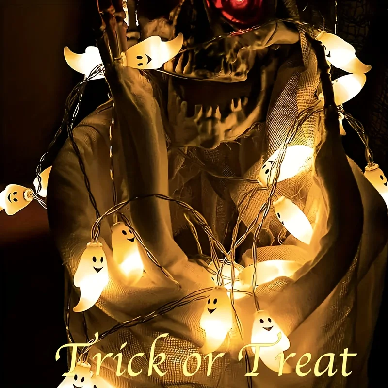 LED Ghost Light String Halloween Decoration Battery Operated DIY Fairy Lamp For Horror Halloween Happy Party Lights