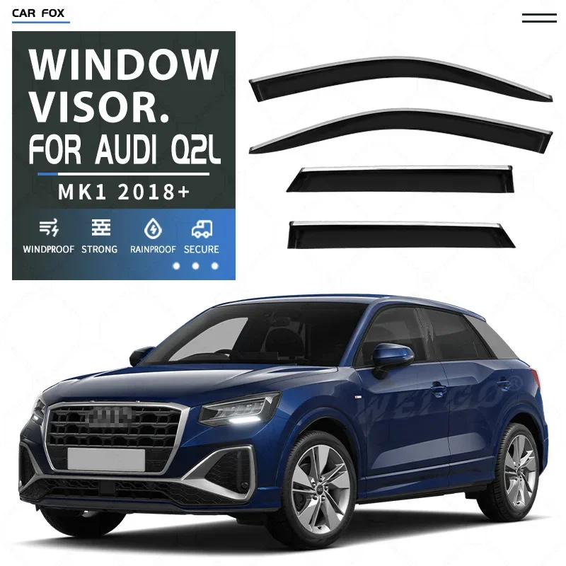4Pcs Window Visor For Audi Q2L MK1 2018+ Weathershield Sun Rain Deflector Guard Car Window Deflector