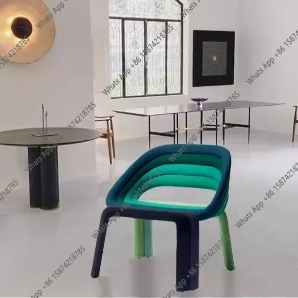 Creative Design Color Splicing Special-shaped Nordic Dining Chair Hotel Café Art FRP Bent Tube Chair X