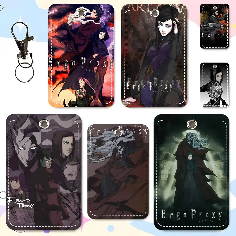 1pc Ergo Proxy Card Case Keychain Access Card Bag Key Tag Ring Leather Card Holder Key Ring Access