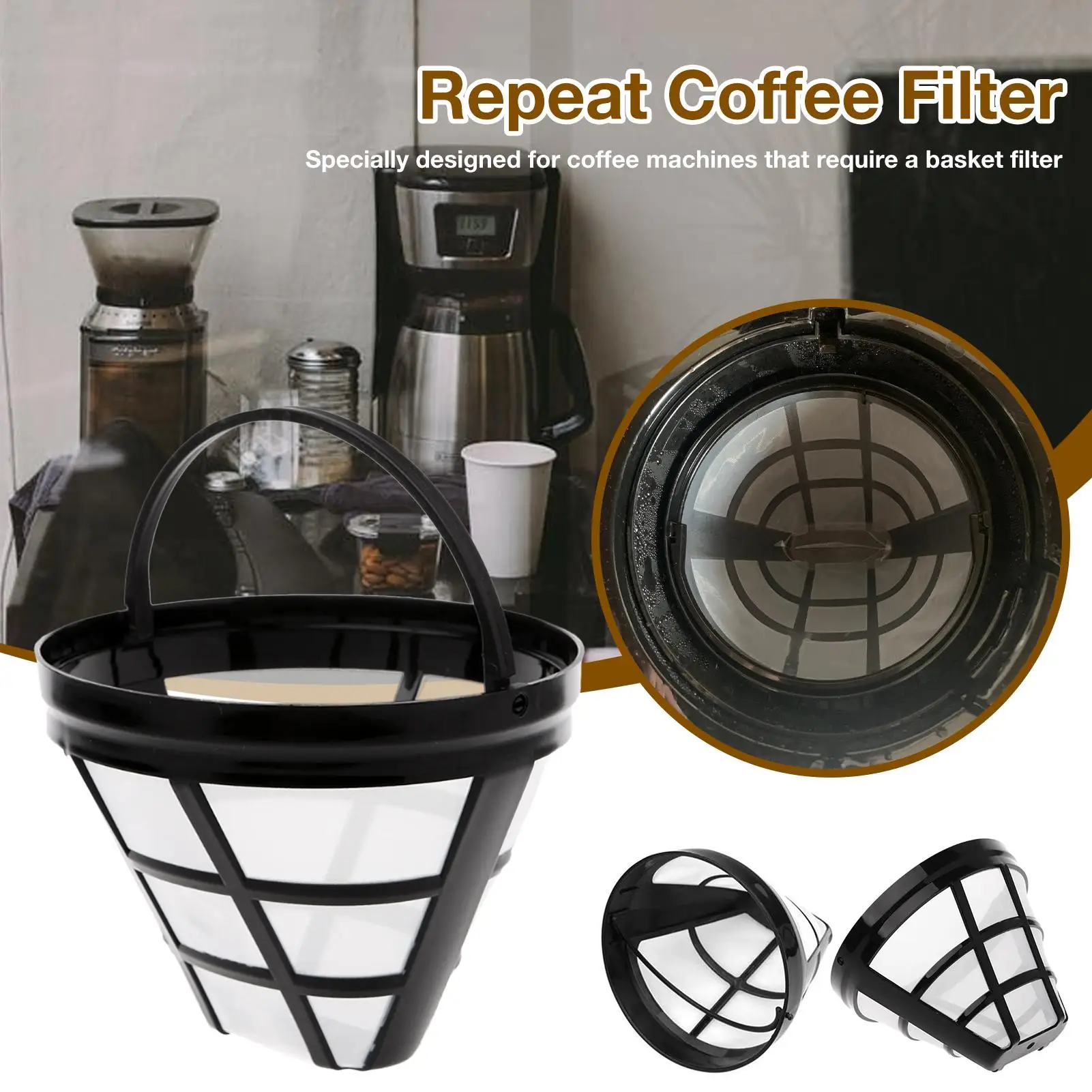 Replacement Coffee Filter Reusable Kitchen Gadget Coffee Machine Strainer Mesh Brewer Tool Coffee Maker Accessories Refillable
