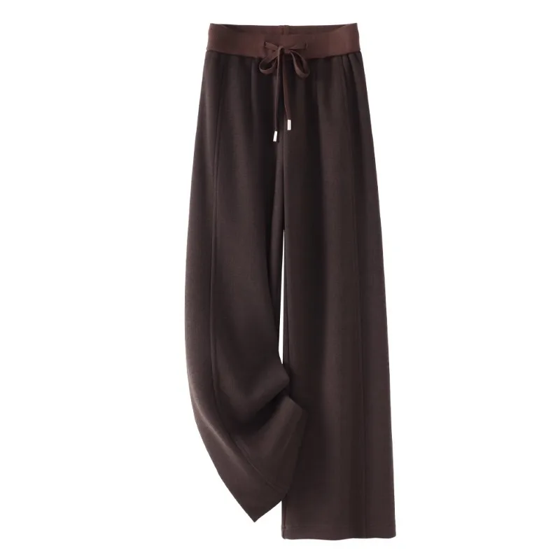 

Brown Woolen Pants for Women, and Winter Warm Thickened Fleece Casual Straight-Leg Pants