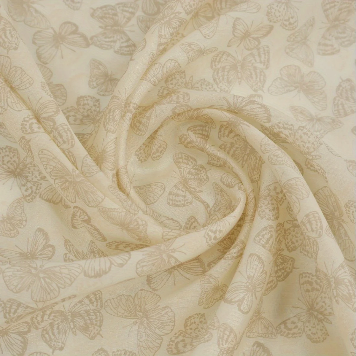 2 Yards Elegant Chinese Style Thin Beige Glossy Dark Pattern Butterfly Print Fabric Cheongsam Han Dynasty Ancient Costume Fabric