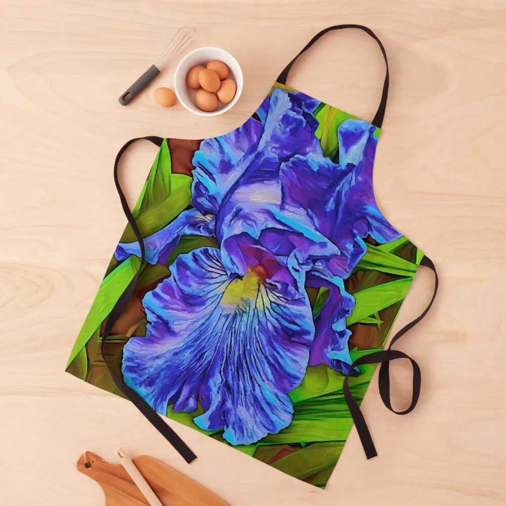 

Blue Purple Iris Full Color Apron Kitchen For Women Kitchen Kitchen accessories Apron