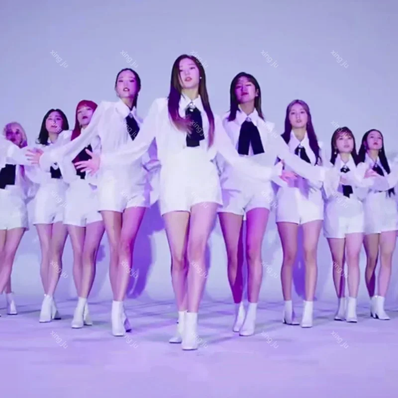 

Kpop Girl Group Jazz Wear Women Sexy White Shirts Tops Music Festival Slim Shorts Stage Costume Dancer Outfits Jazz Dancewear