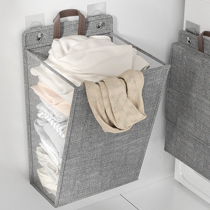 Large Capacity Hanging Laundry Basket Hamper Space-saving Folding Waterproof Clothes Dolls Storage Bag for Bathroom Bedroom