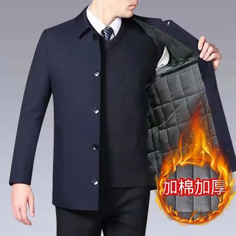 Padded Lapel Jacket Men's Winter Cotton Warm Top Thickened Cotton