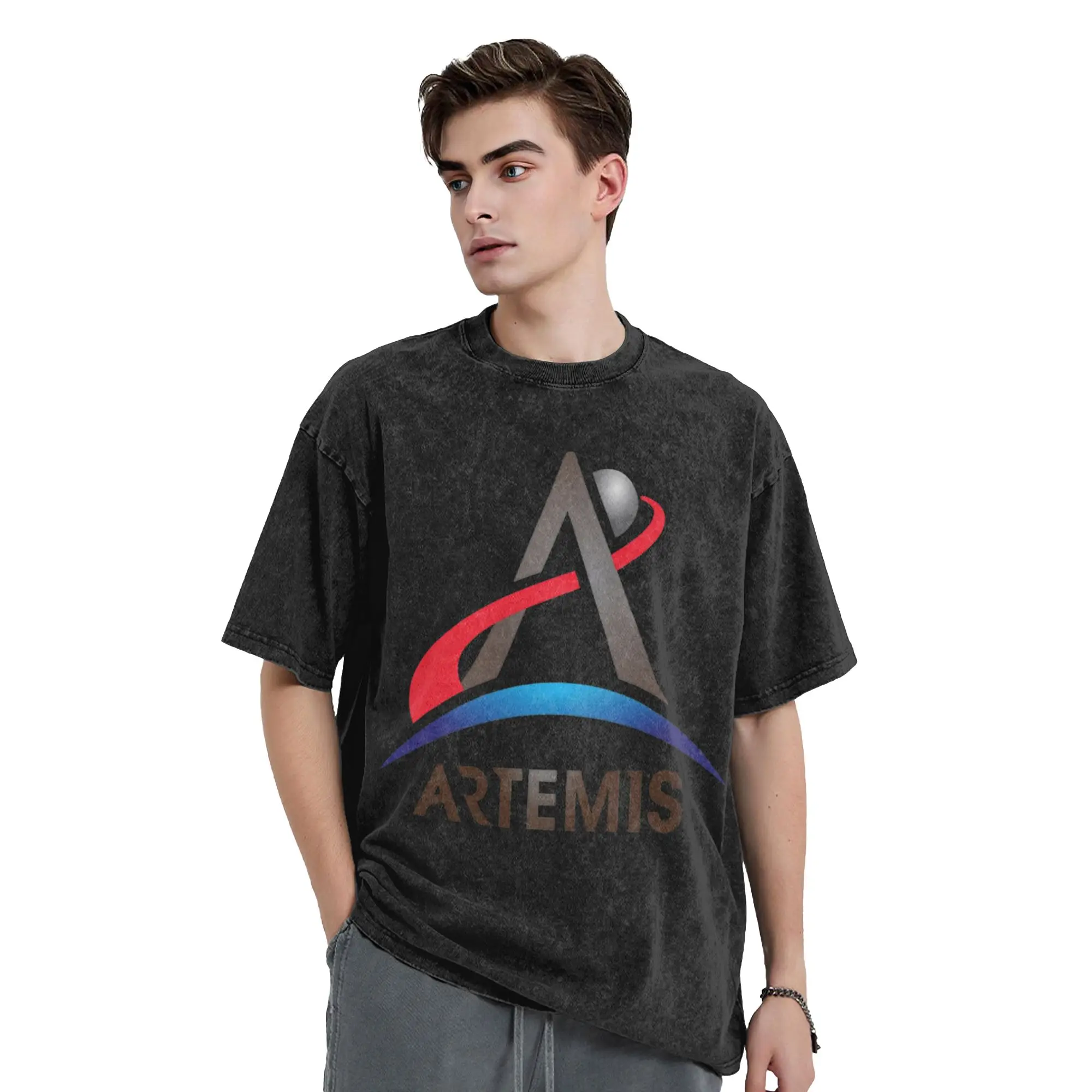 Artemiss Program Washed T Shirts Streetwear Retro T-Shirt  Tees Tops Men Women Short Sleeve Oversize Graphic