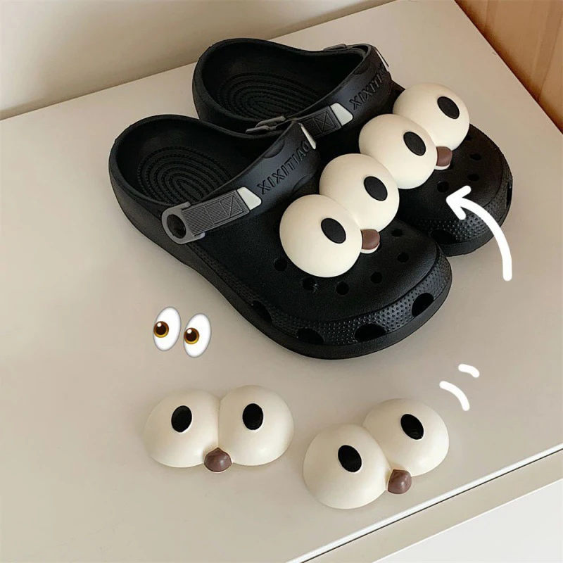 

1Pair Cute Funny Big Eyes Decoration Shoes Button Shoes Anime Accessories Button Cartoon Shoes Flower Button Set