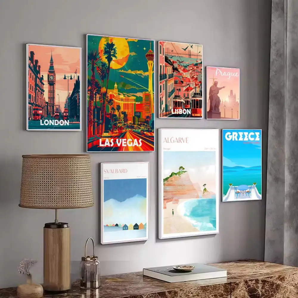 1PC--Famous City Scenery Poster Minimalist Easy-Apply Wall Art Stickers with Clean Aesthetic Design for Stylish Home Interior