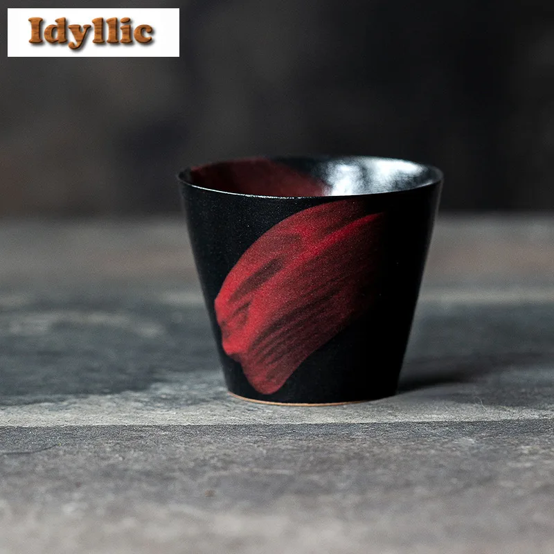 

195ml Red Ceramic Teacup Vintage Tea Bowl Cup For Tea Tea-tasting Personal Cup Chazhan Master Cups Puer Tableware Supplies Gift