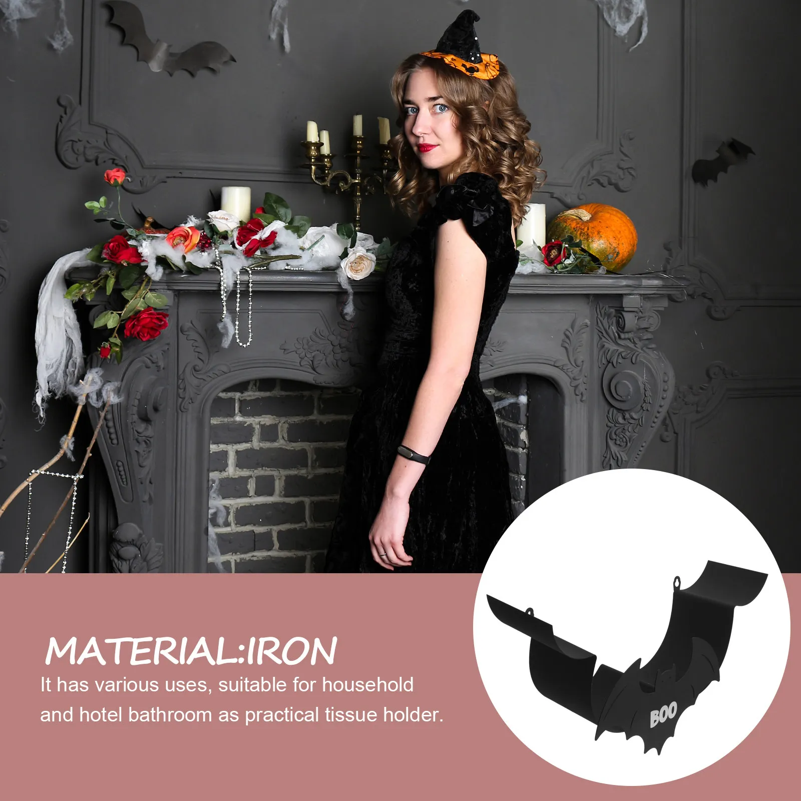 

1 шт. настенный держатель для туалетной бумаги в форме летучей мыши, черный, для ванной комнаты, кухни, декор на Хэллоуин, прочная подставка для рулонов бумаги, держатель для салфеток