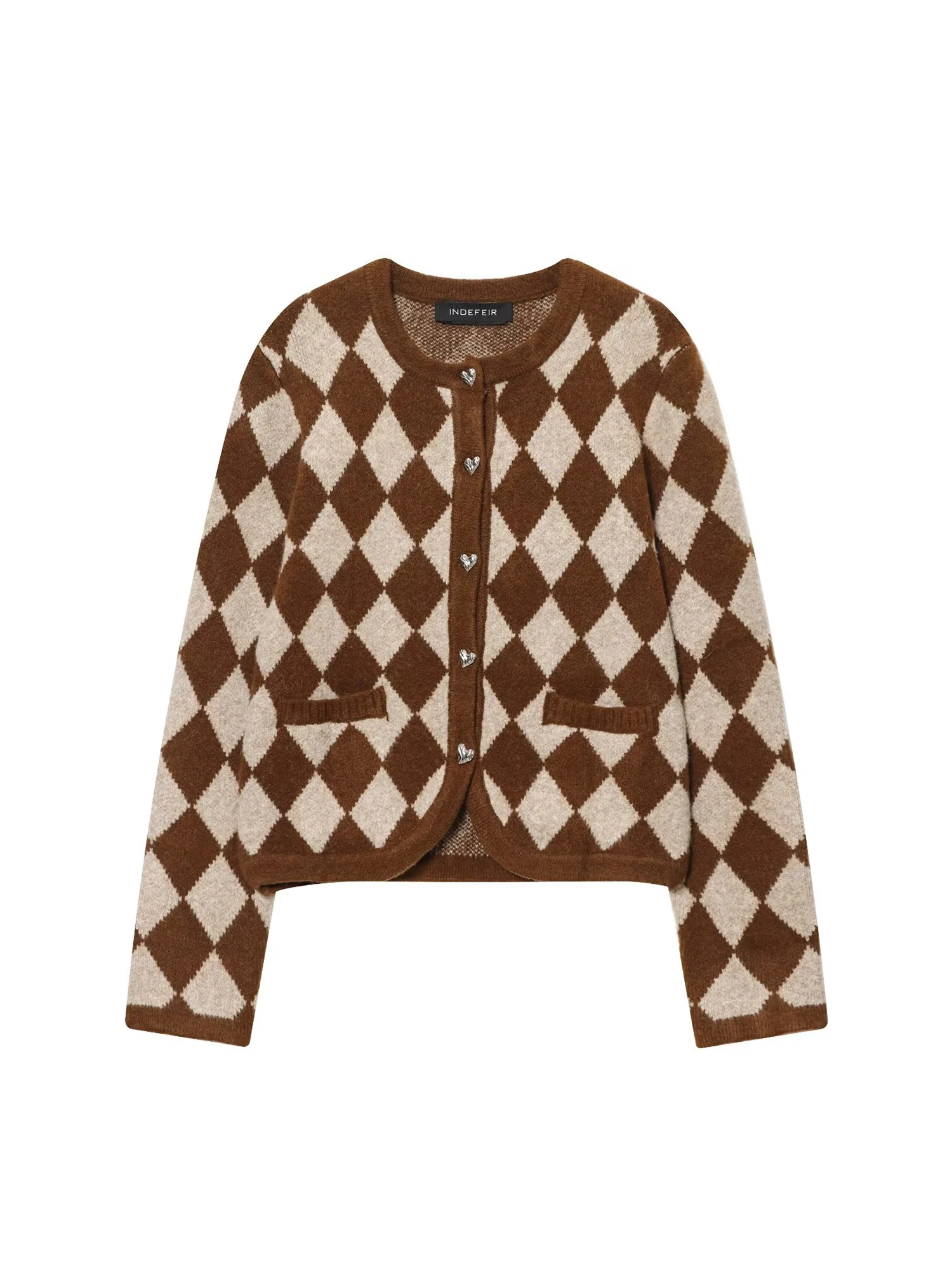 

Женский коричневый клетчатый жаккардовый кардиган, свитер, винтажный джемпер 2000-х годов Y2k, трикотаж, свитер с длинными рукавами в корейском стиле, верхняя одежда, осень