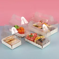 10Pcs PET Clear Cake Box Transparent Packaging Gift Box Cake Baking Clear Plastic Cupcake Box for Weddding Party