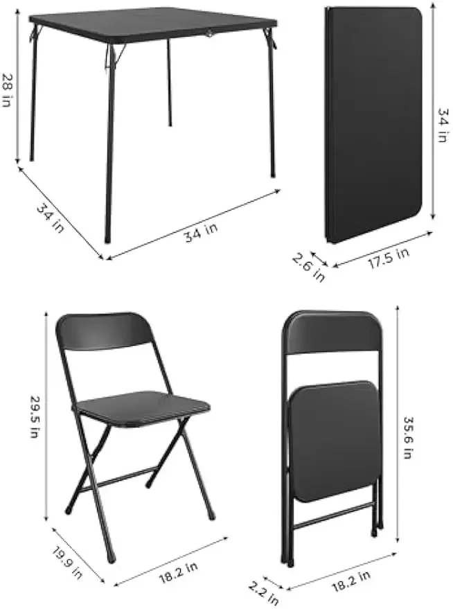 Set da pranzo con tavolo e sedia pieghevoli in resina solida per interni ed esterni, perfetto per l'uso quotidiano, l'attrezzatura, la notte dei giochi,