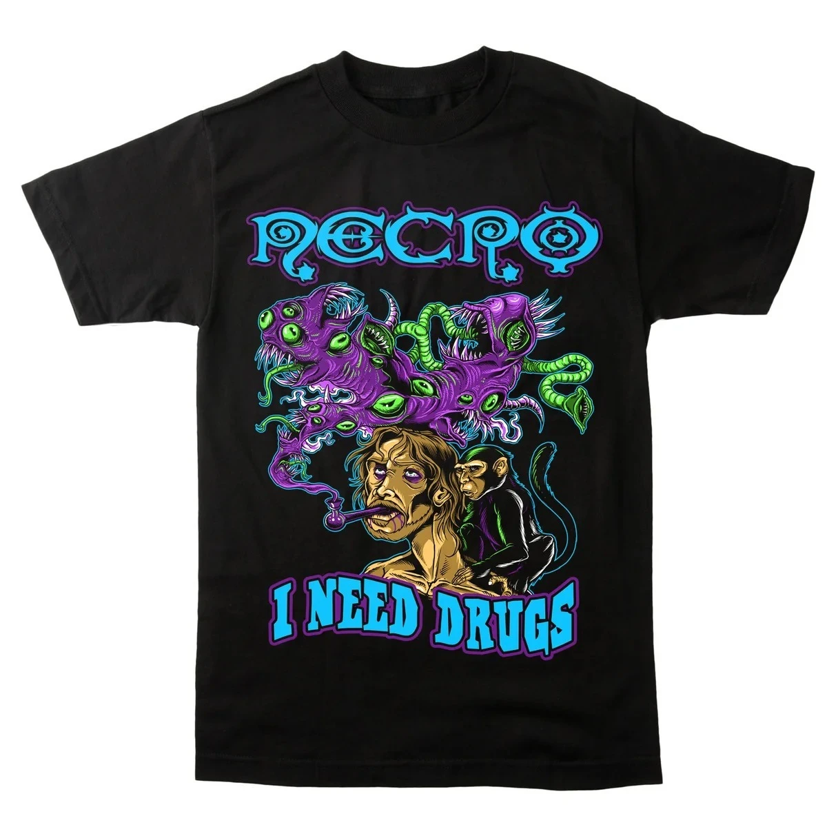 Scary Demon Claw Tear Effect Back Slogan Print T‑Shirt Necro Band Unisex T‑Shirt Underground Hip Hop Street T‑Shirt
