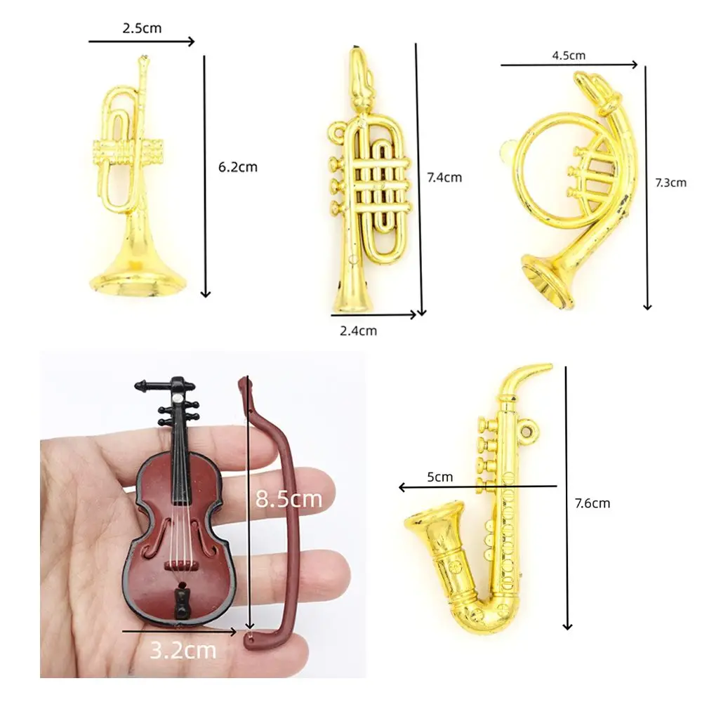 Model Miniatur Mini Terompet Emas Saksofon Saksofon Plastik Plastik Emas Alat Musik Portabel Emas