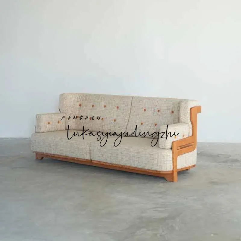 DSA antique handmade buckle sofa living room backrest sofa chair simple hotel B & B cafe creative sofa