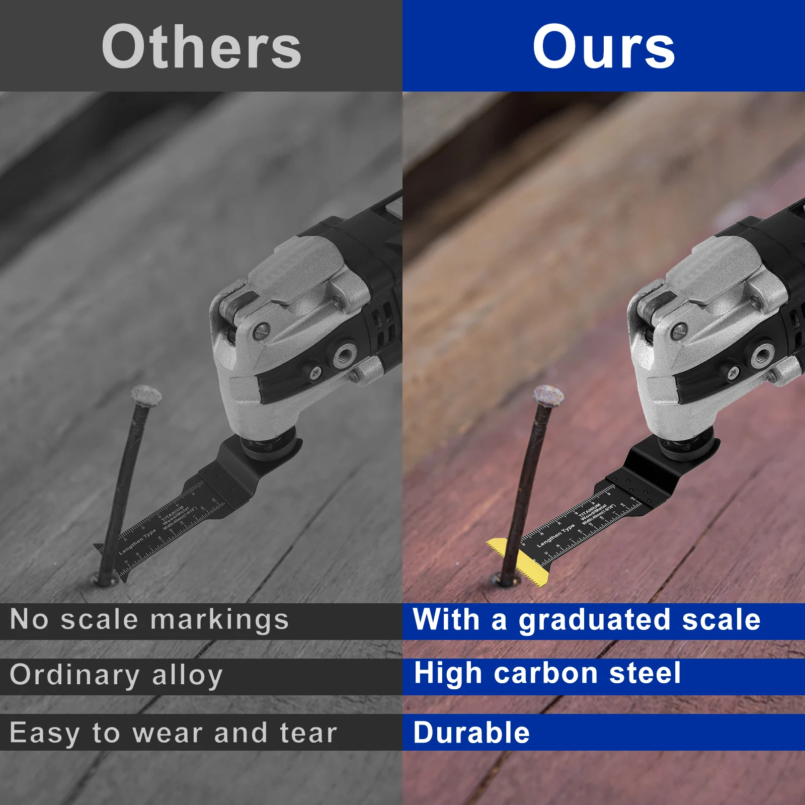5/3 قطعة تتأرجح شفرة المنشار مجموعة ثنائية المعدن متعددة المهام شفرة حادة متعددة القاطع شفرة للخشب الجصي شفرات قطع البلاستيك