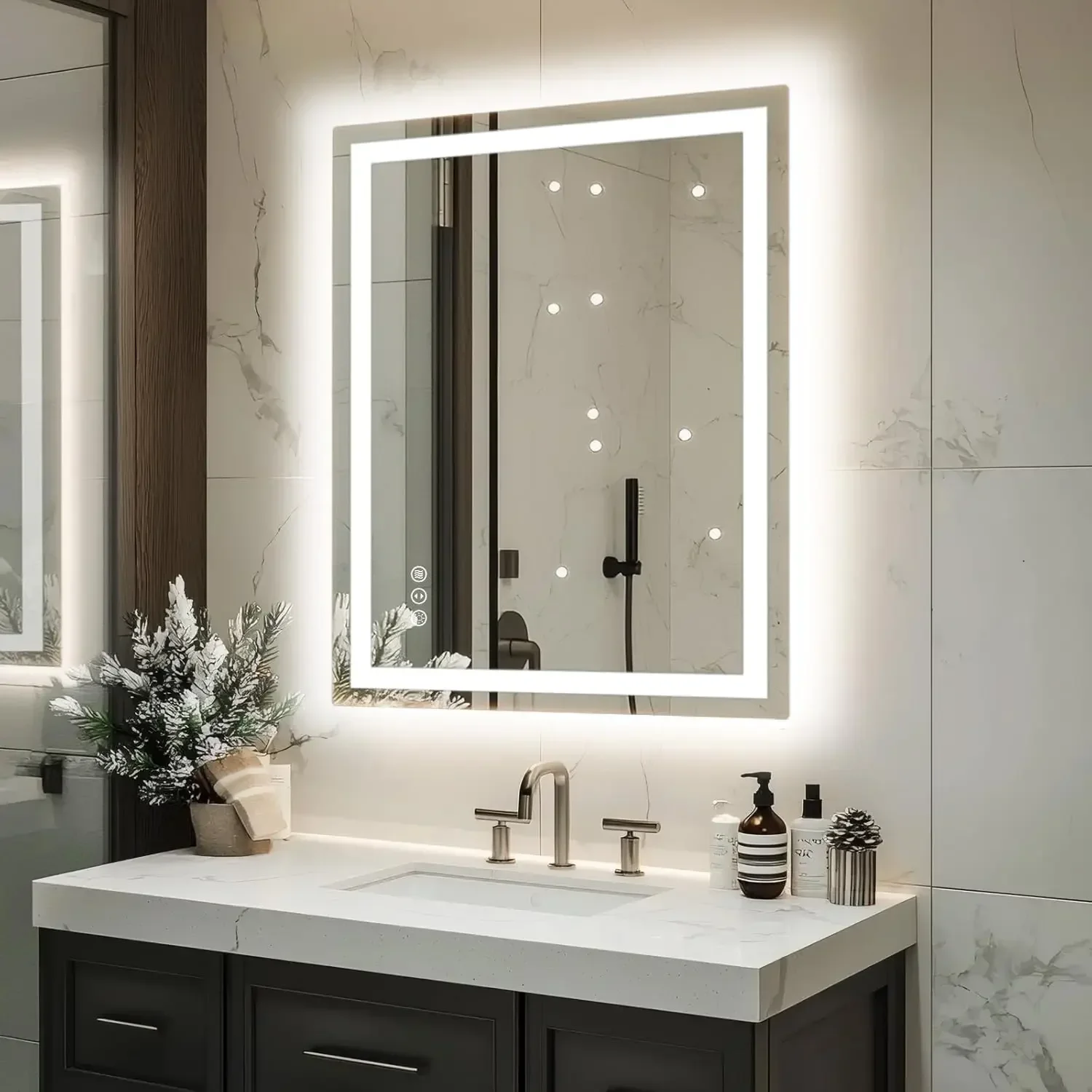 

32"x 24" LED Bathroom Mirror with Lights, Dimmable, Double Lights, Backlit + Front Lit, 3 Colors Led Mirror for Bathroom, Lighte
