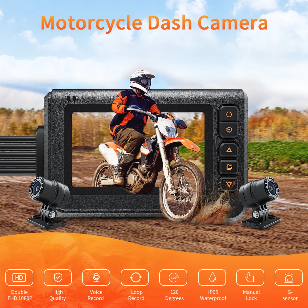 Extractme Motorcycle DVR Dual 1080P Full Body Waterproof Moto Camera WiFi GPS Dash Cam Front Rear Driving Video Recorder