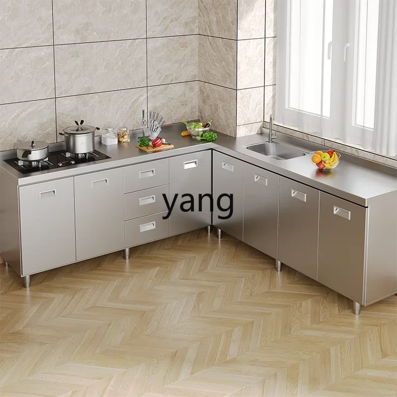 LHH   all stainless steel kitchen cabinets simple integrated storage cupboards household small apartment