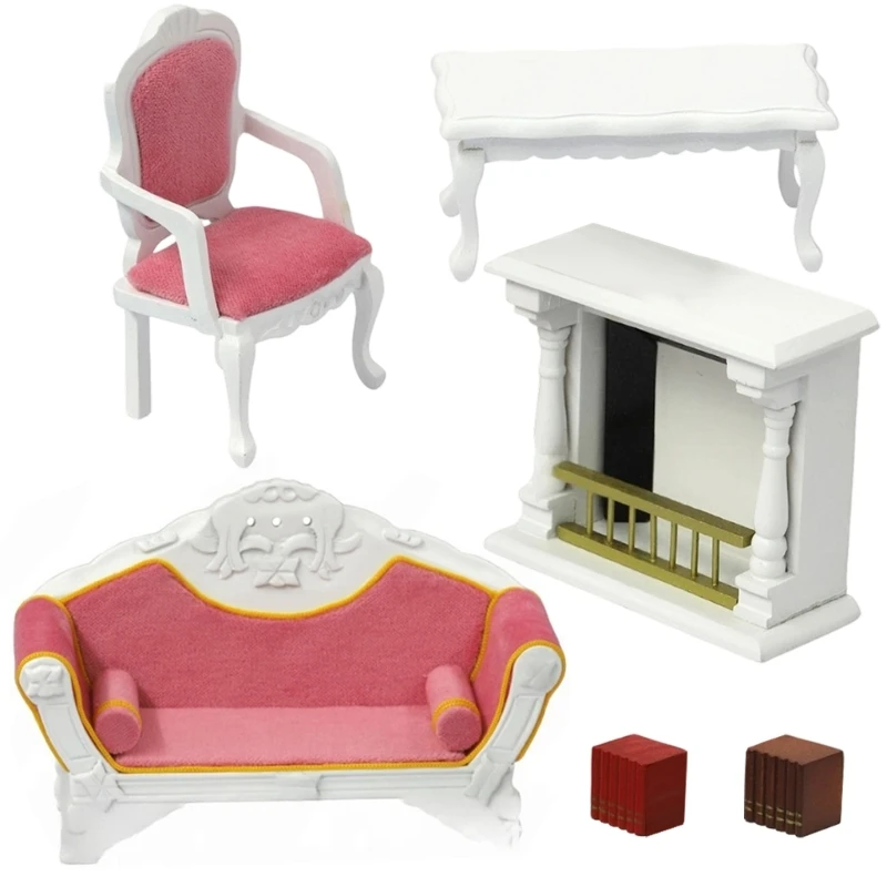 Doll House Living Room Miniature Furniture Model Set For Children Pretend Play 15UB