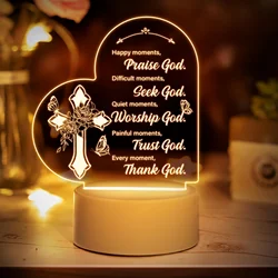 1pc Christian Gifts for Women USB Engraved Night Light, Religious Gifts with Prayers, Christian Praise and Inspiration Gifts