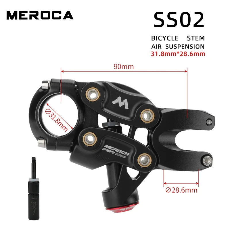 

MEROCA 5 - Link Air Shock Absorber Stem: XC/MTB/Road, Black/Silver