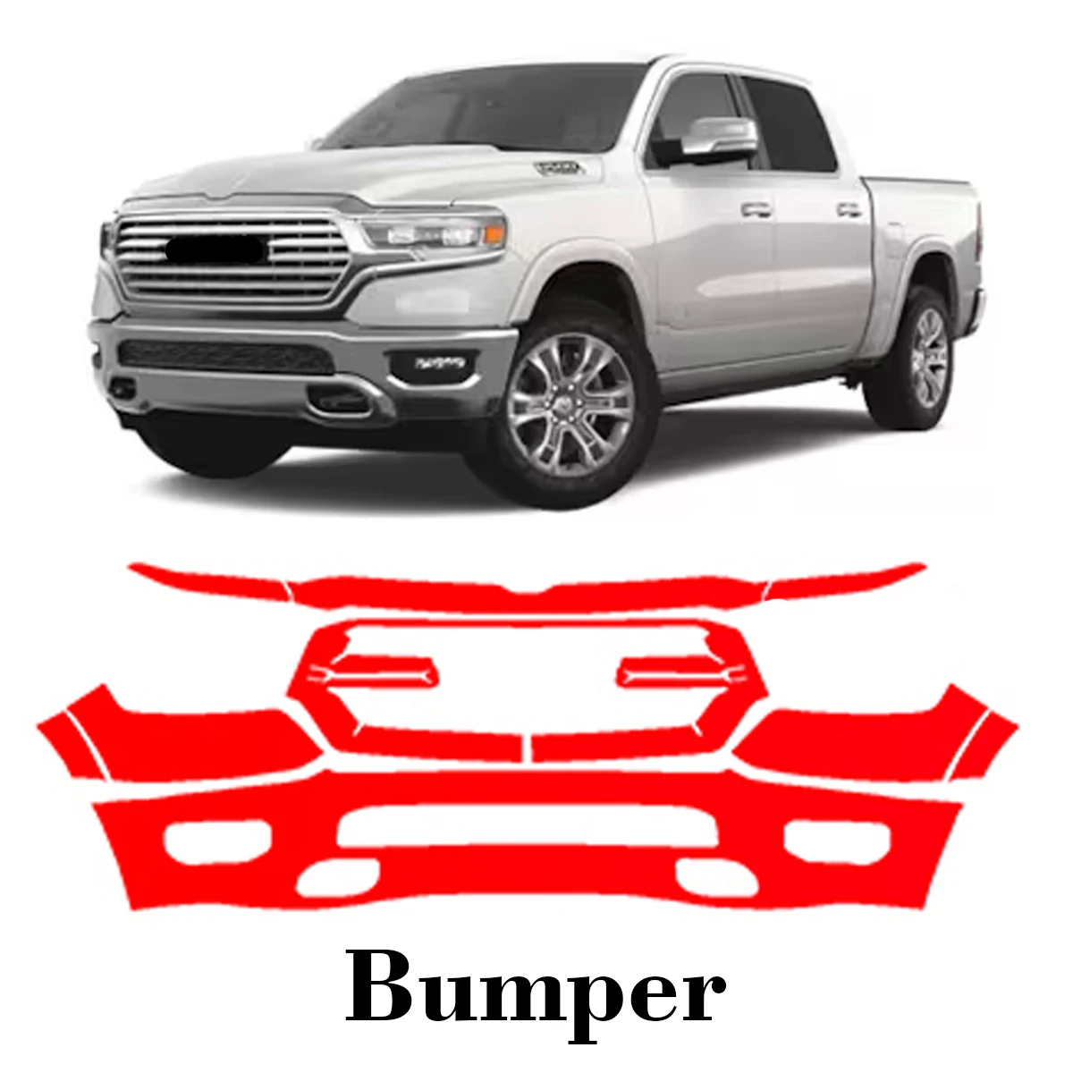 Película protectora de pintura precortada parachoques delantero antiarañazos Exterior TPU PPF para Dodge Ram 1500 2019-2024