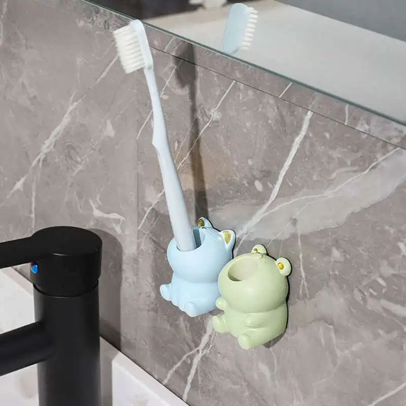 Toothbrush Holder Resin Cartoon Animal Shape Toothbrush Stand Small for Bathroom Vanity Sink Countertop Kids Family Home Decor