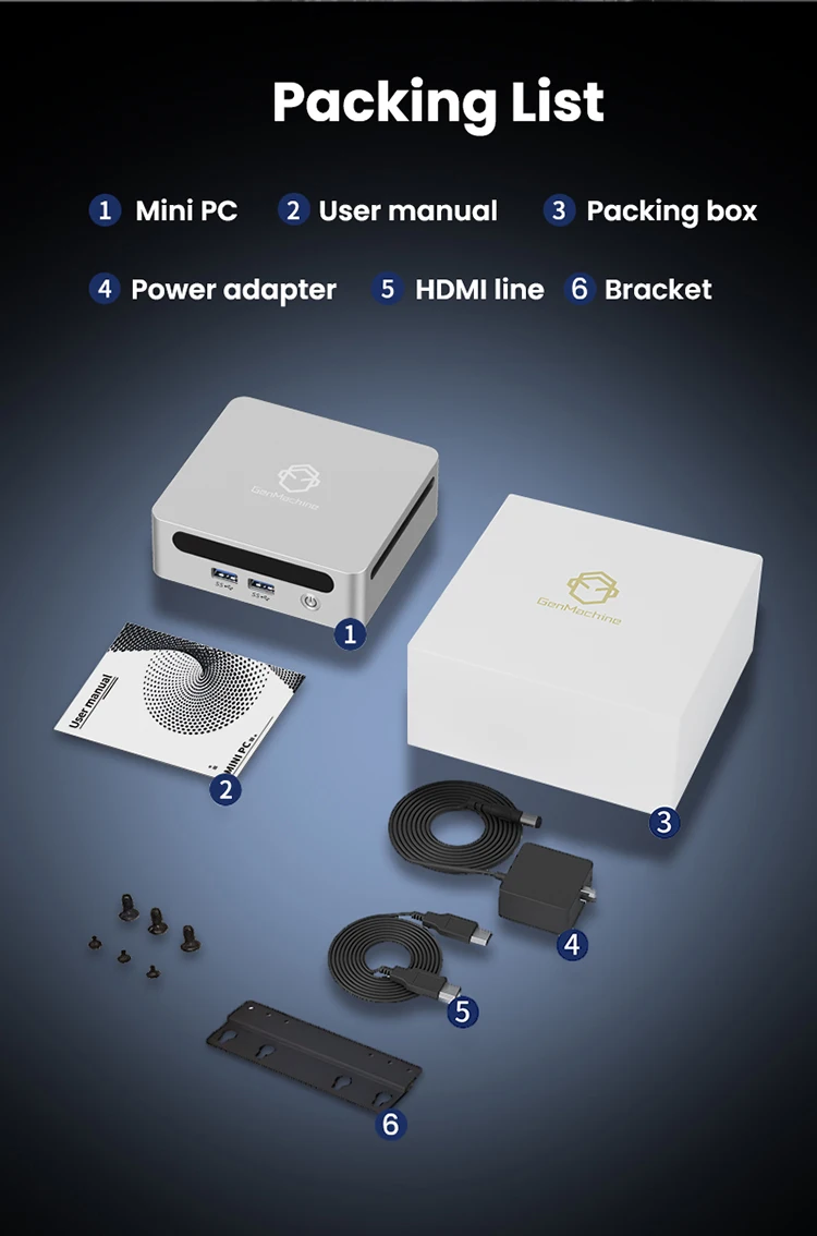 GenMachine AMD Ryzen™ 7 5850U Windows 11 Ryzen MINI PC DDR4 8 Core 16 Thread 1.9GHz Up to 4.4GHz TDP 15W WIFI6 BT5.2 4.4GHz