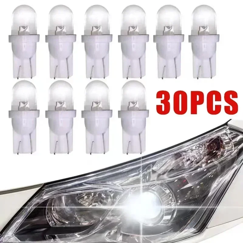 10/30pcs Car T10 Led Bulbs LED Light Cold White Silica Auto Interior Dome Reading Wedge Side Door Trunk Lamp License Plate Lamp