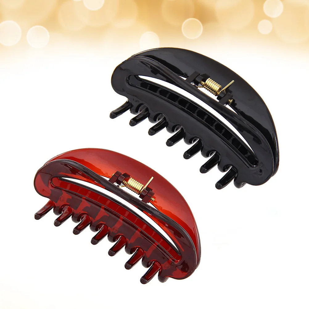 

2Pcs Semicircular Claw Clip Adjustable Anti-Skid Hair Clip Durable Styling Tool for Women Ponytail Holder