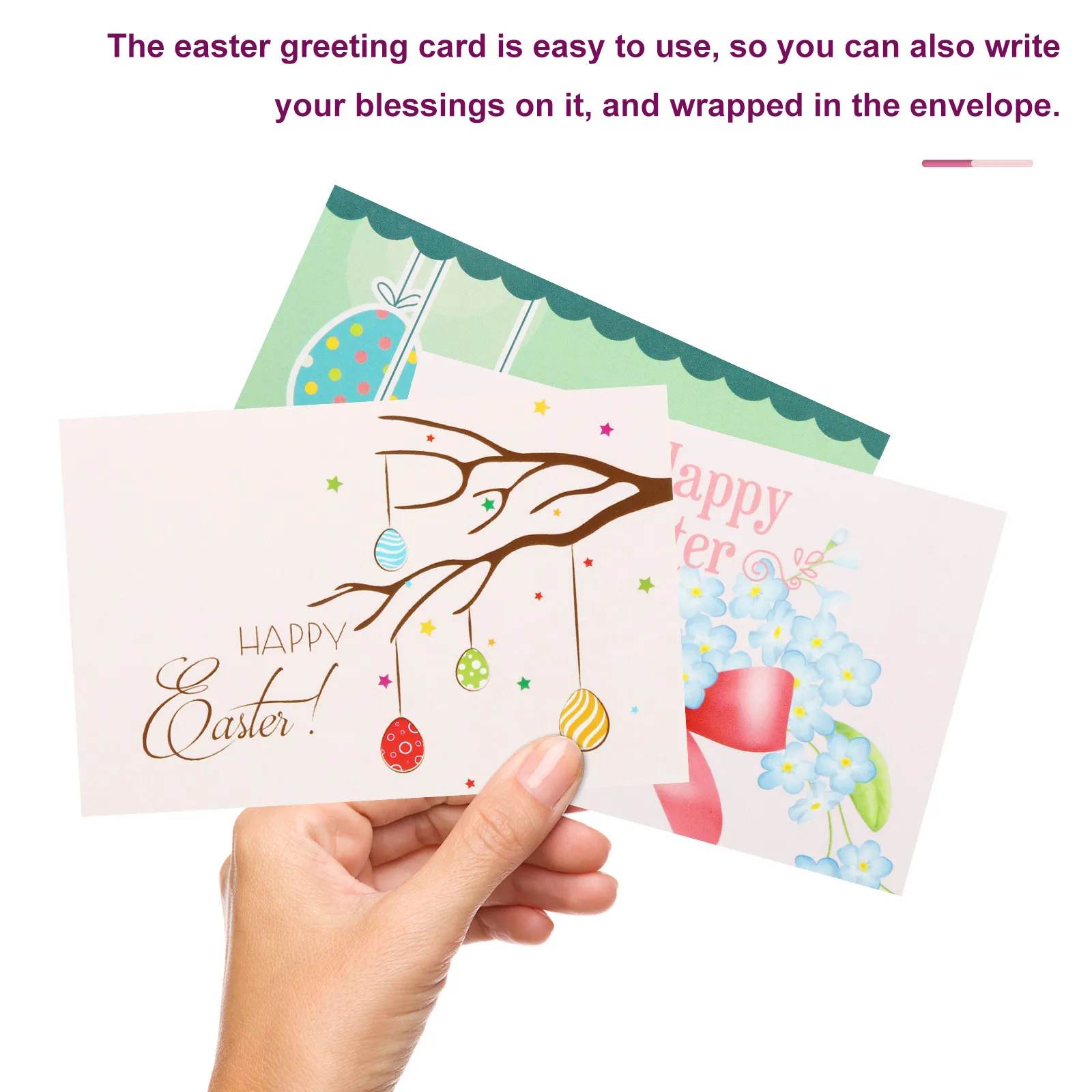 

2Sets Greeting Cards for Easter Creative Design with Envelope Write Your Wishes Compact Light Weight for Holiday Gift Giving