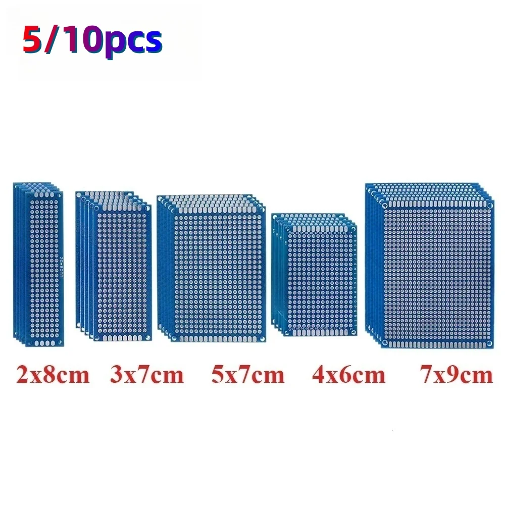 5/10PCS Double Sided PCB Prototype Board 2x8/3x7/4x6/5x7/7x9cm Blue Universal Printed Circuit Board DIY Electronic Accessories