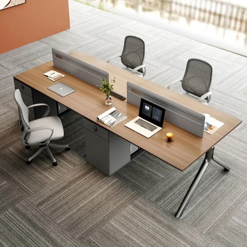 Modern Multi Person Office Desk with Screen Partition Staff Workstation Computer Table and Chair Set Simple Design for