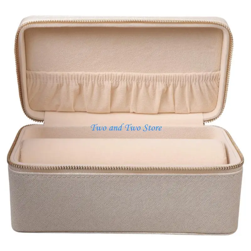 HX6F Fashionable 2 Layers Jewellery Storage Collector's Case Sturdy PU Leather with Lock for Secure Ornament Storage