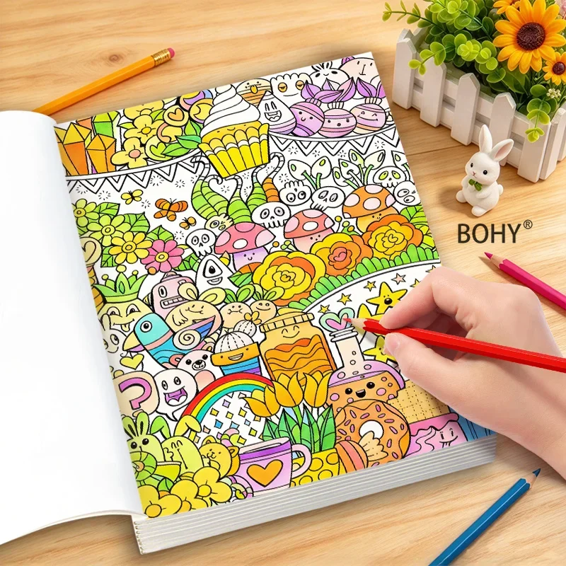 1 Adult Decompression Line Drawing and Coloring Drawing Book, Containing 22 Pages for Home and Leisure To Calm Down Relieve Life