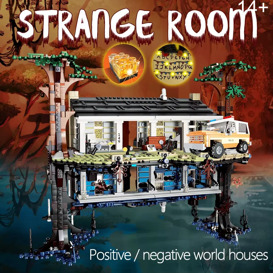 2287PCS 대체 차원 블록 키트 MOC 75810 업사이드 다운 브릭 모델 홈 데코 세트 성인 호러 팬용 25010