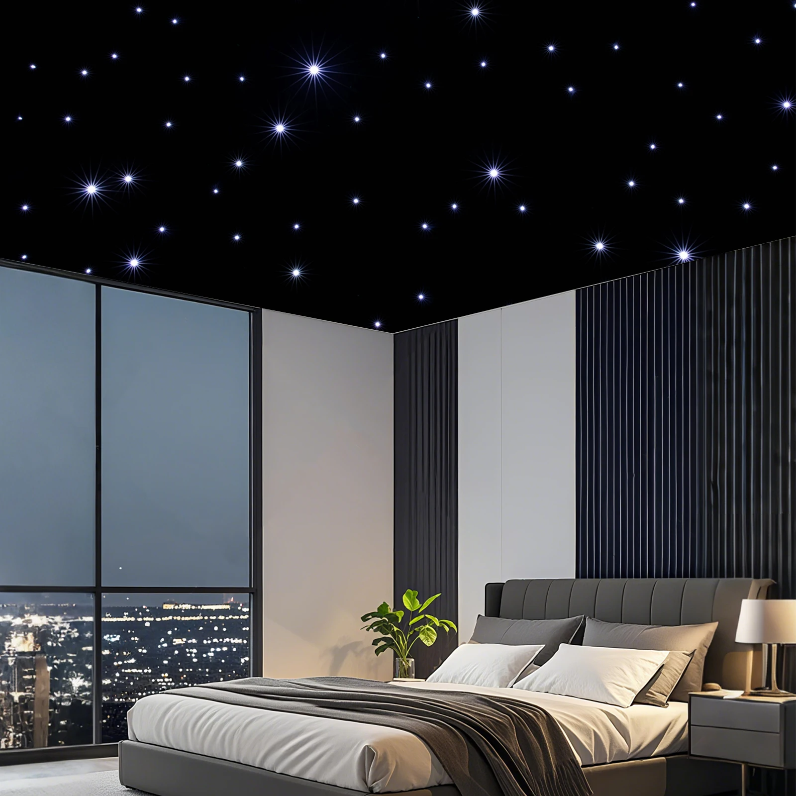 Black Rectangular LED Stage Star Backdrop(Convenient to Use) - Foldable&Truss Mountable(Multiple Holes), Two-Way Metal Zipper